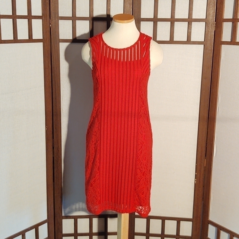 Spense Floral Lace Sleeveless Red Dress Sz 6